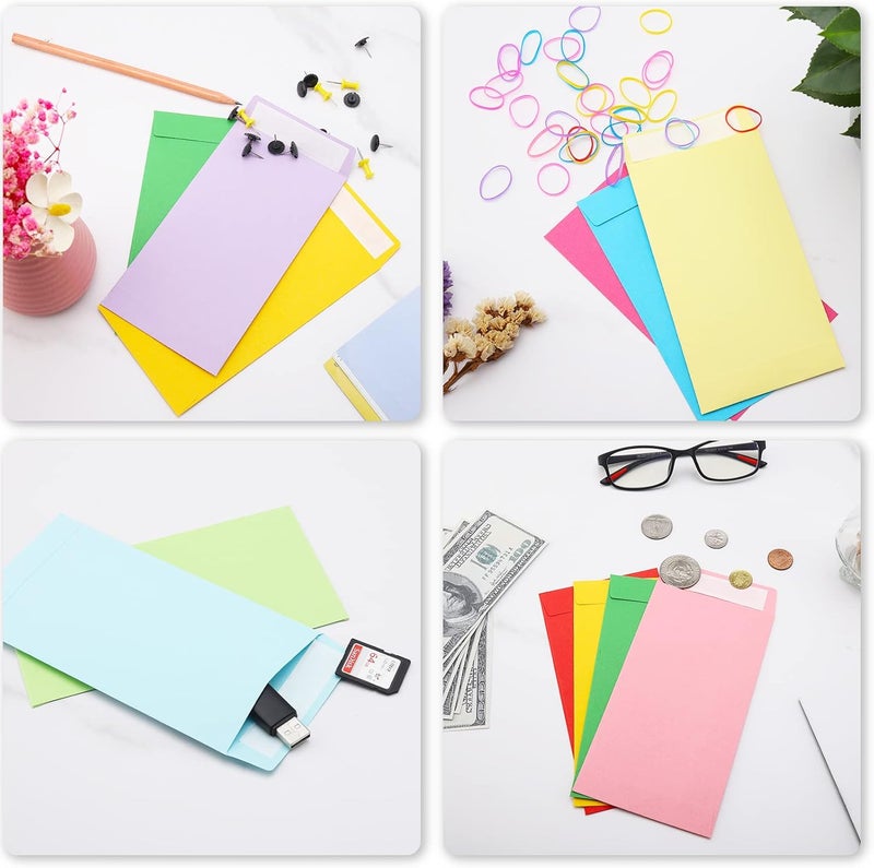 Keketer 200 Pack Cash Envelopes Self adhesive 6.7x3.5 Inch, Fit for Envelope Money Saving Challenge, 10 Colors 120 GSM Thick Money Envelopes for Cash, Budgeting, Tips, Check, Coin & Tickets - Image 3